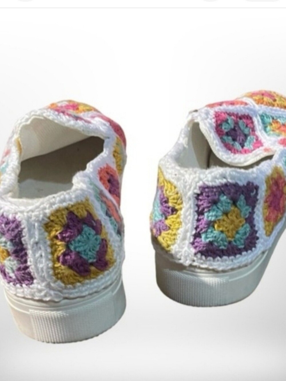 Old Navy White Crochet Slip-On Sneakers with Multicolor Accents - Picture 4 of 5
